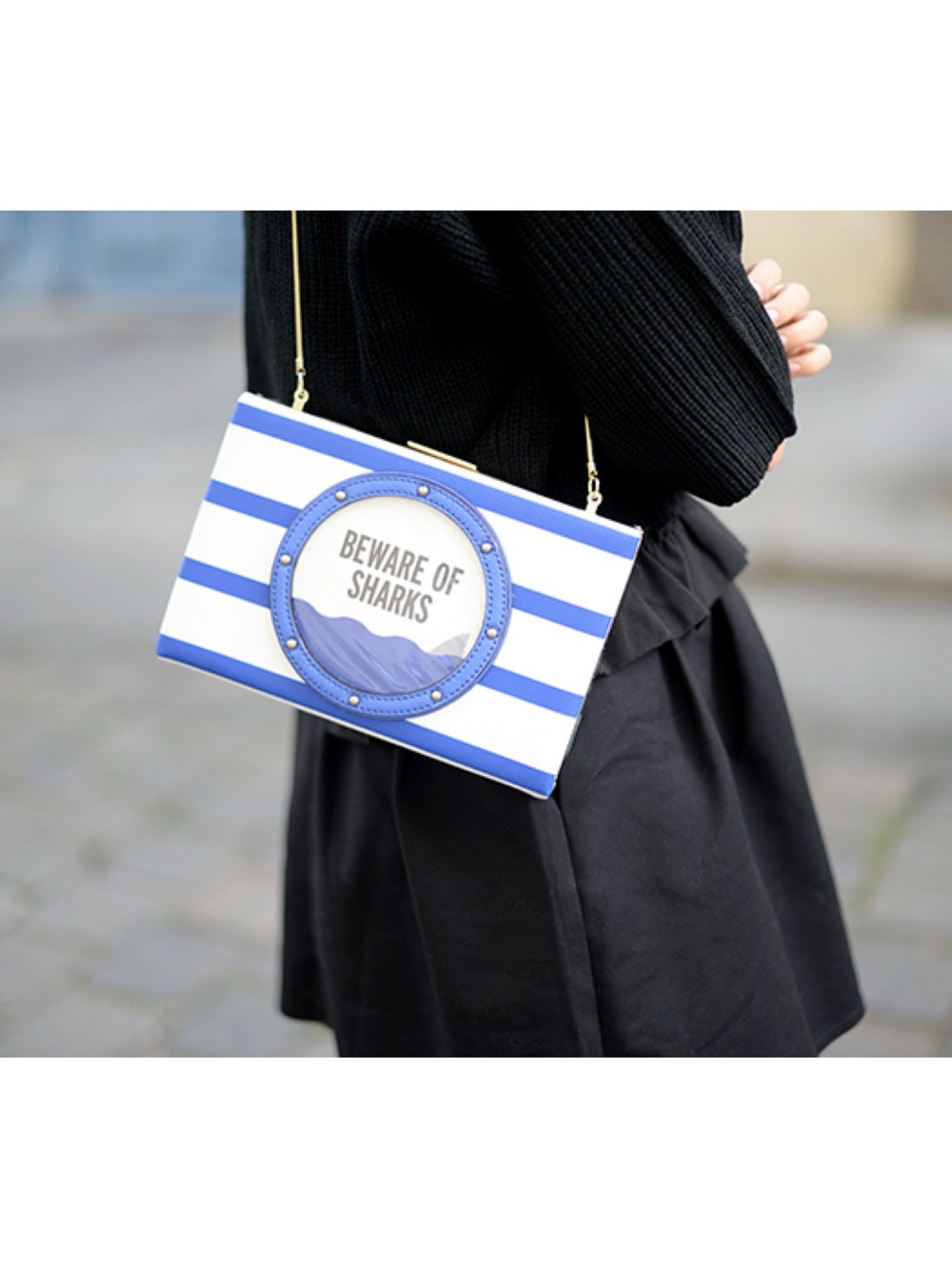 Kate Spade New York "Beware of Sharks" clutch purse shoulder bag
